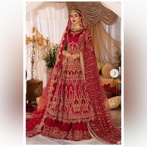 Pakistani/Indian Red and Gold Embroidered bridal Dress